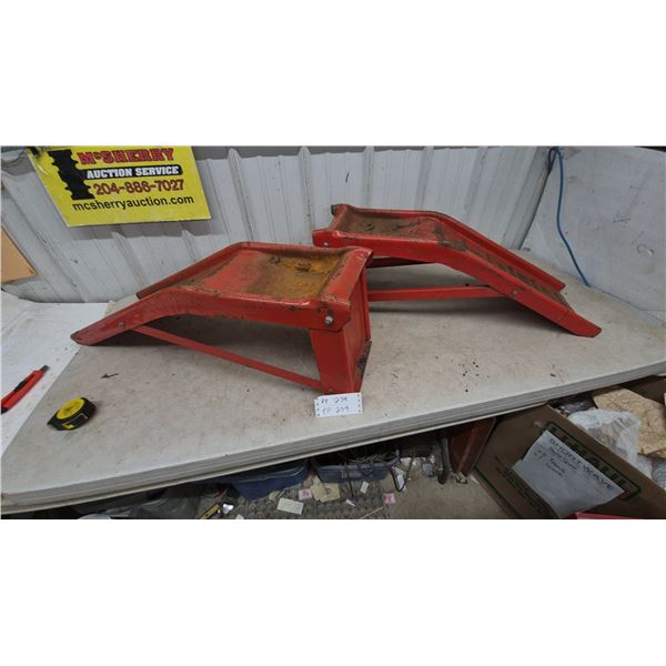 Pair of Red Metal Ramps