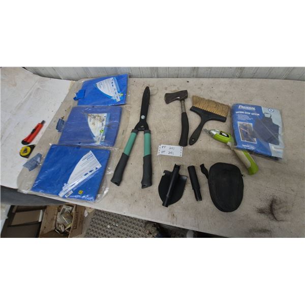 Hatchet, Brush, Cordless Scissors, and Fastenal Denim Shop Organizer