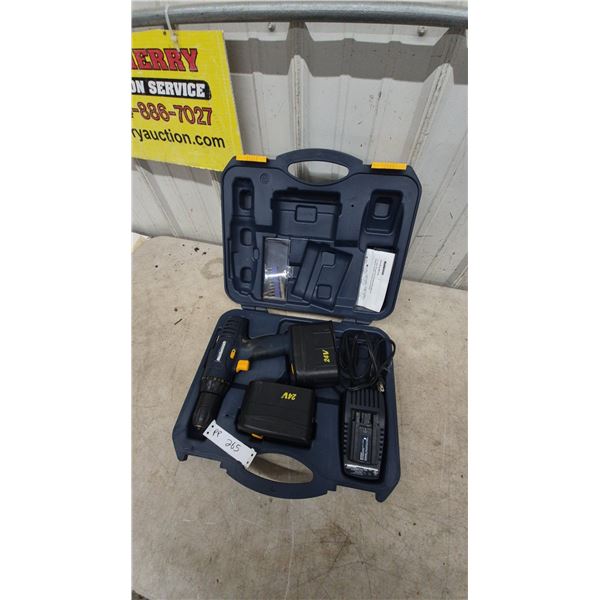 Mastercraft 24V Cordless Drill, 2 24V Batteries, Charger, and Case