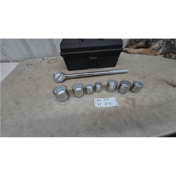 Craftsman 3/4” Drive Ratchet and Sockets, 12-Point Deep Well and Standard with tool box