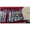 Image 3 : Red Metal Tool Box with Sockets, Ratchets, and Torque Wrench