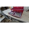 Image 5 : Red Metal Tool Box with Sockets, Ratchets, and Torque Wrench