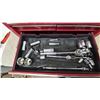 Image 6 : Red Metal Tool Box with Sockets, Ratchets, and Torque Wrench