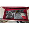 Image 7 : Red Metal Tool Box with Sockets, Ratchets, and Torque Wrench
