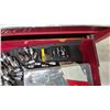 Image 8 : Red Metal Tool Box with Sockets, Ratchets, and Torque Wrench