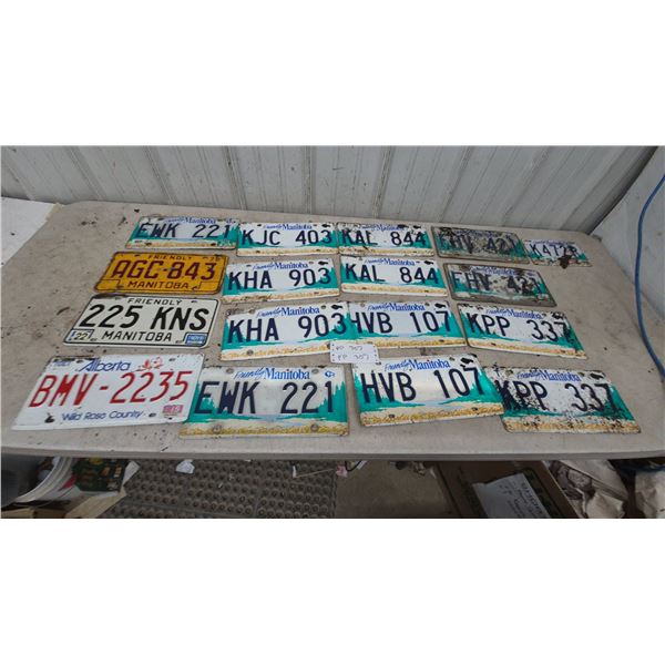 17 Manitoba and Alberta License Plates