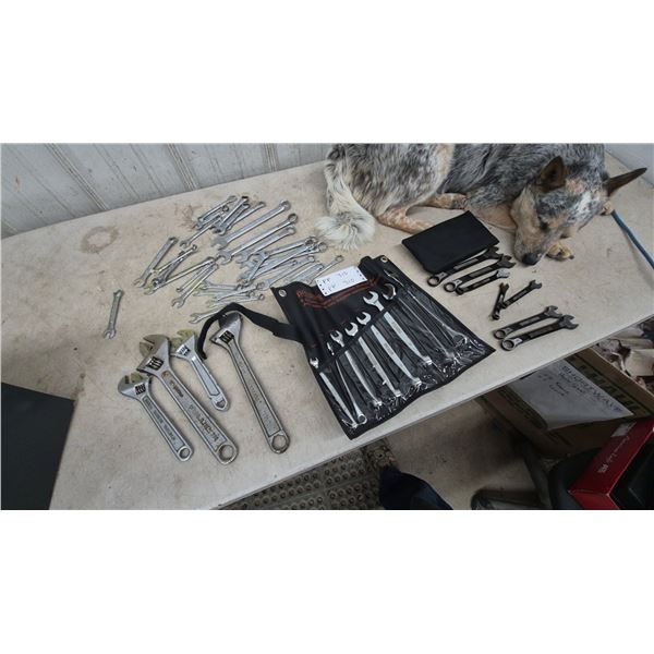 Assorted Wrenches: Crescent 14” and 12” Adjustable Wrenches, Pro Point 8-Piece Metric Wrench Set