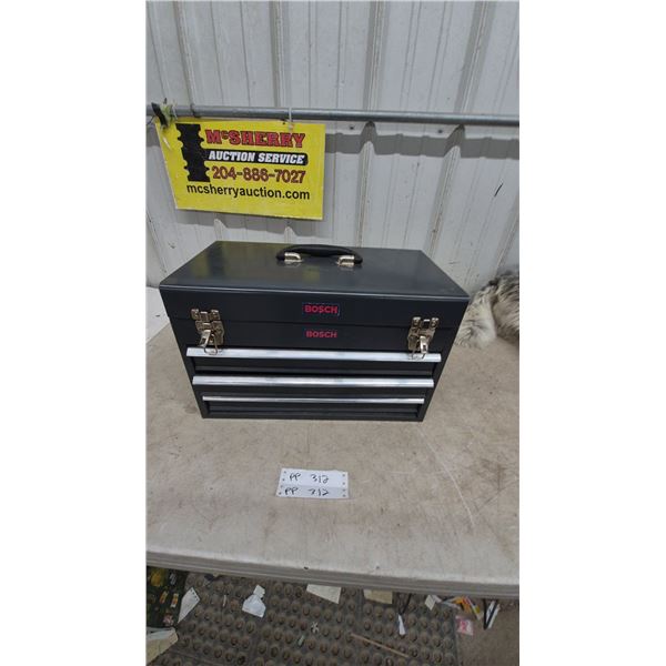 Bosch 3-Drawer Tool Chest with Sockets, Ratchets, Extensions, 11”×17”×9”