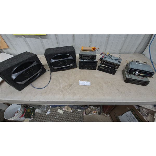 Car Audio Lot: 2 Pyle 6 × 9” Speakers in Enclosures, Grundig and GM Car Stereos