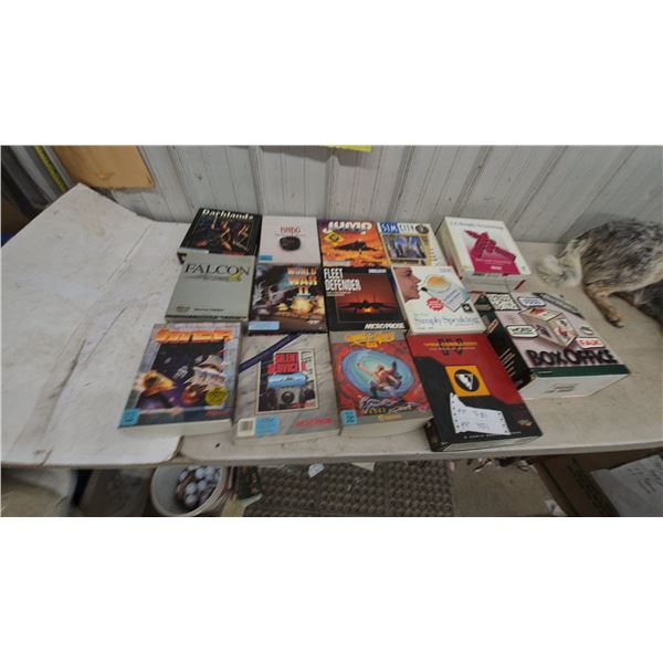 Vintage PC Game and Software Lot: Darklands, Ishido, Jump Jet, Sim City, Falcon, World War II