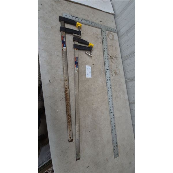 Johnson Square and 2 Mastercraft Bar Clamps, 32”
