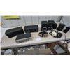 Image 1 : Realistic Five Band Stereo Frequency Equalizer, M-Audio Speakers, and Headphones
