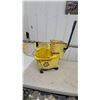 Image 4 : Yellow Commercial Mop Bucket with Side-Press Wringer and Swivel Casters