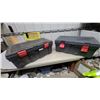 Image 1 : Two Black Plastic Storage Boxes with Red Latches 13”×32”×18”