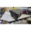 Image 3 : Two Black Plastic Storage Boxes with Red Latches 13”×32”×18”
