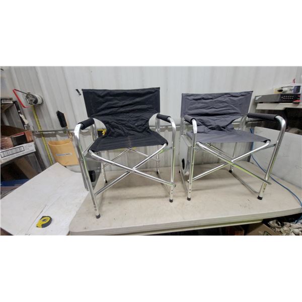 Pair of Folding Director's Chairs with Side Tables