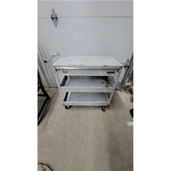 Equip-Rite 3-Tier Rolling Tool Cart with Drawer, Handle, and Contents