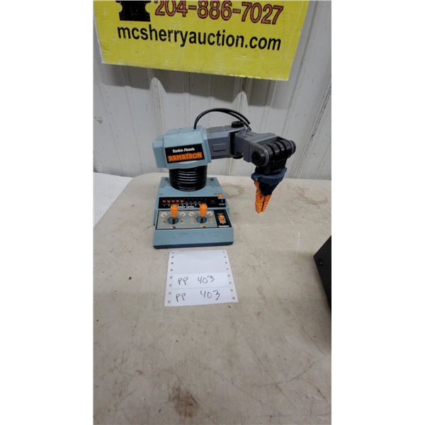 Radio Shack Armatron Robotic Arm and Controller, Tandy, 1980s, with Orange Gripper