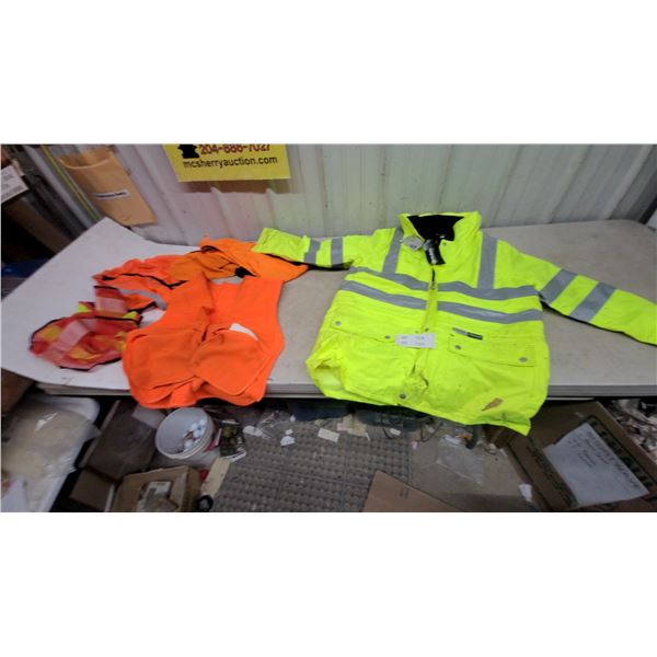 Thinsulate Hi-Vis Jacket, Size Medium, and Hi-Vis Vests