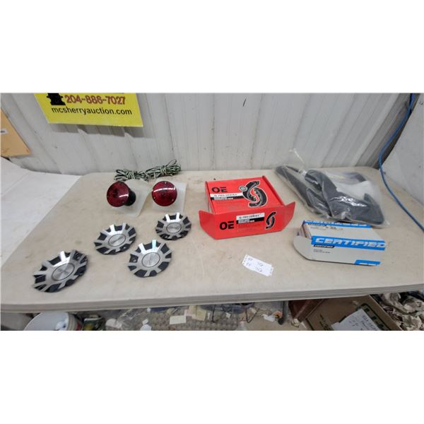 OE Pro-Series Brake Shoes and pads BFS855, 4 Touten Wheel Hub Caps, 2 Red Taillights and Mud flaps