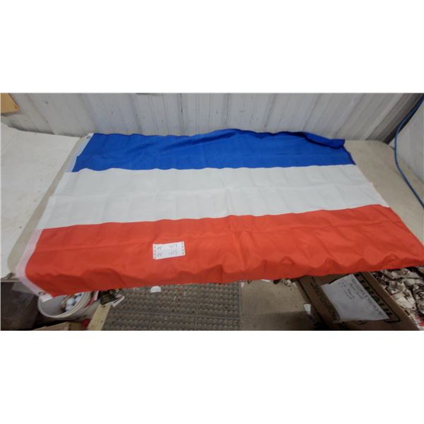Flags and Warning Sign: Union Jack Flag, Blue White Red Flag, and  Nothing Worth Dying For  Sign