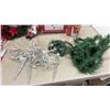 Image 7 : Assorted Christmas Decor: Tinsel Tree, LED Moose, Wreath, Stockings, Tinsel Cat, Lights