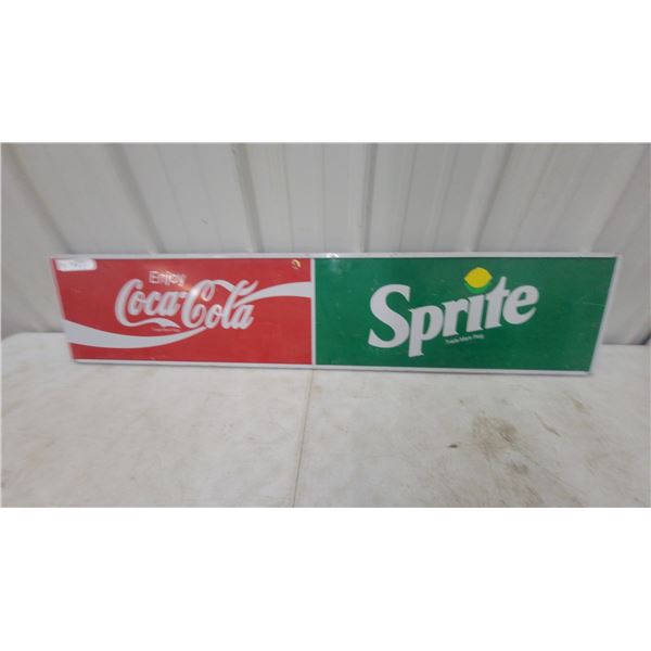 Coca-Cola and Sprite Metal Sign, R  Enjoy Coca-Cola  and  Sprite Trade Mark Reg. 10”×48”