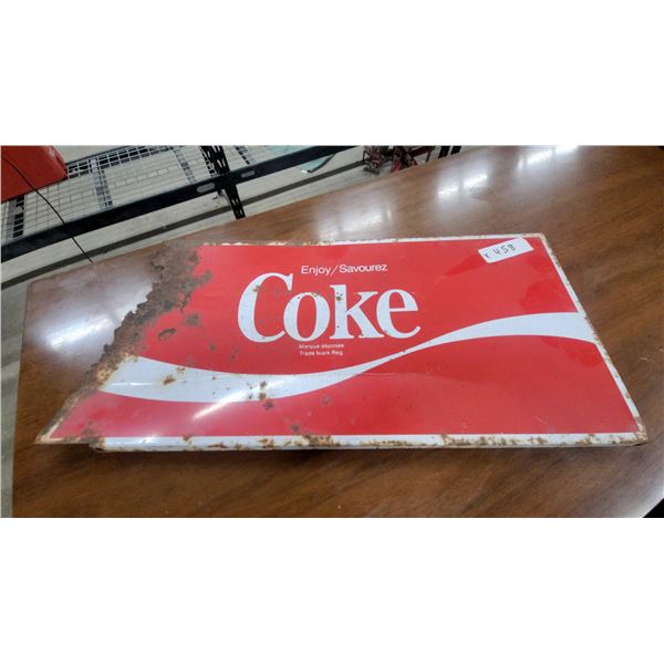 Vintage Coca-Cola “Enjoy” Metal Sign, 10”×21”