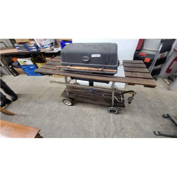 Wilson Grill and Cart with Wood Side Tables and Lower Shelf