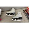 Image 3 : Ladies Figure Skates, Sz 4 and 7, Mens Skates, Sz 11, Wicker Basket, Devisys Ice Cleats