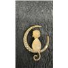 Image 2 : 2 Brooches: Gold-Tone Cat on Crescent Moon, Bird and Rose Magnetic Clip, Ring and copper oval