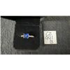 Image 1 : Platinum Plated 1.5 Carat Cushion Cut Lab-Created Blue Sapphire Chanel Ring, Size 7