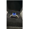 Image 2 : Platinum Plated 1.5 Carat Cushion Cut Lab-Created Blue Sapphire Chanel Ring, Size 7