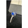 Image 4 : Platinum Plated 1.5 Carat Cushion Cut Lab-Created Blue Sapphire Chanel Ring, Size 7