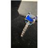 Image 5 : Platinum Plated 1.5 Carat Cushion Cut Lab-Created Blue Sapphire Chanel Ring, Size 7