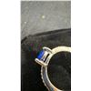 Image 7 : Platinum Plated 1.5 Carat Cushion Cut Lab-Created Blue Sapphire Chanel Ring, Size 7