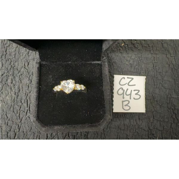 14K Gold Plated 1.5ct Heart Cut Simulated Diamond Ring - Size 8