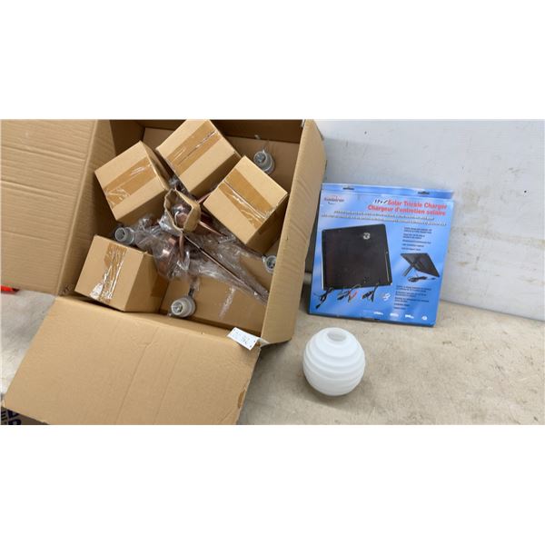 New Koolatron 12V Solar Trickle Charger and New Light Fixture with Glass Shades