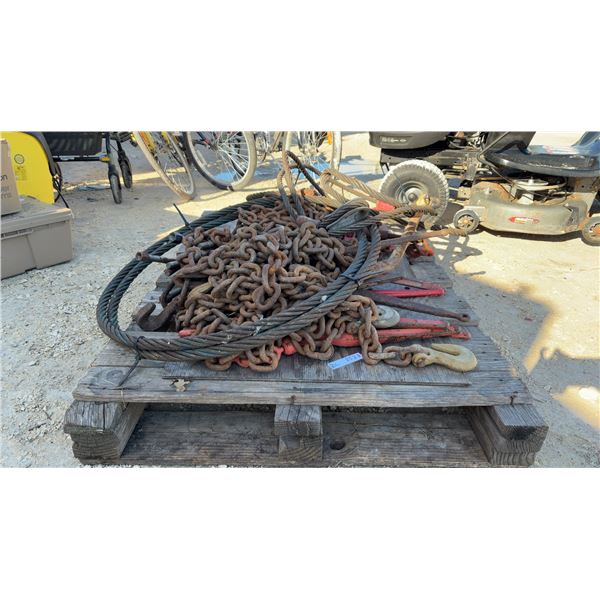 60 Feet Heavy-Duty 1/2” Chain, Steel Wire Ropes, Clevis, 15 (-/+) Load Binders, Grab Hooks