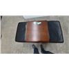Image 2 : Ekornes Leather and Bentwood Ottoman, Extends for Storage, and Bentwood Tray