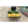 Image 3 : John Deere 300F Garden Tractor with Front Snow Blower, Rear Tiller, Tire Chains and Wheel Weights.
