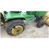 Image 5 : John Deere 300F Garden Tractor with Front Snow Blower, Rear Tiller, Tire Chains and Wheel Weights.