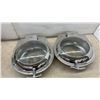 Image 8 : Four Spring Stainless Steel Oval Chafing Dishes with Hinged Glass Lids (1 Lid Hinge Needs