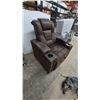Image 1 : Brown Leather / Leather-Style Power Recliner with Cupholders and Remote