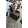 Image 2 : Brown Leather / Leather-Style Power Recliner with Cupholders and Remote