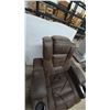 Image 3 : Brown Leather / Leather-Style Power Recliner with Cupholders and Remote