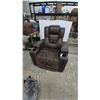 Image 4 : Brown Leather / Leather-Style Power Recliner with Cupholders and Remote