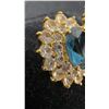 Image 10 : 14k Gold Plates Cluster Earrings with faux Sapphire, and Jade Chip necklace with matching earrings