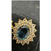 Image 11 : 14k Gold Plates Cluster Earrings with faux Sapphire, and Jade Chip necklace with matching earrings