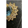 Image 12 : 14k Gold Plates Cluster Earrings with faux Sapphire, and Jade Chip necklace with matching earrings
